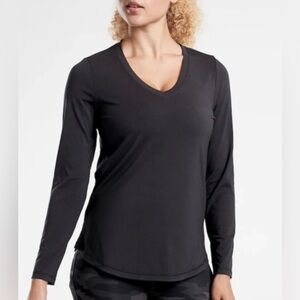 ATHLETA Essential V-Neck Long-Sleeve Top - Black XL